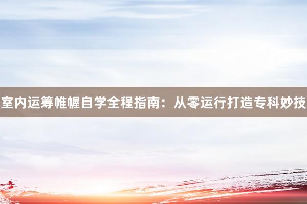 室内运筹帷幄自学全程指南：从零运行打造专科妙技